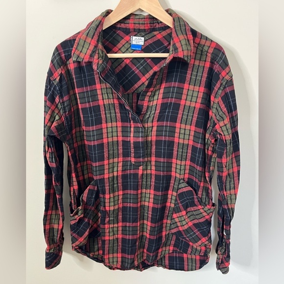 Kavu Red Green Plaid Flannel Popover Long Sleeve Size Small - Picture 1 of 8